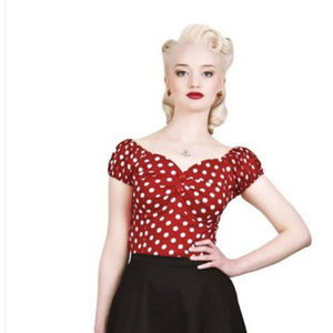 Collectif Red polka dot dolores Top pinup US 12